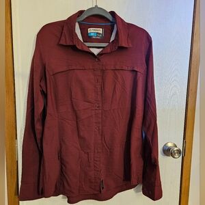 Magellan Womens Fishing Shirt Long Sleeve Size L in Burgundy